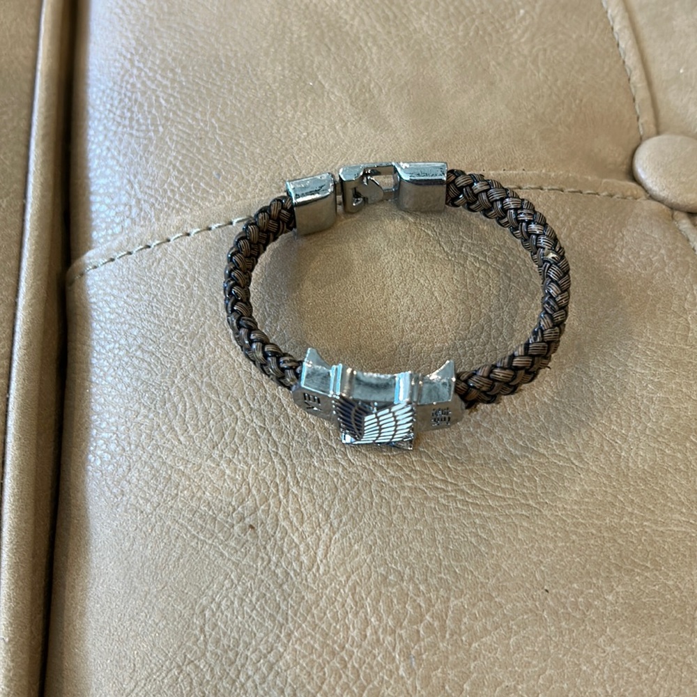 Vintage Silver, colored and vinyl braided bracelet